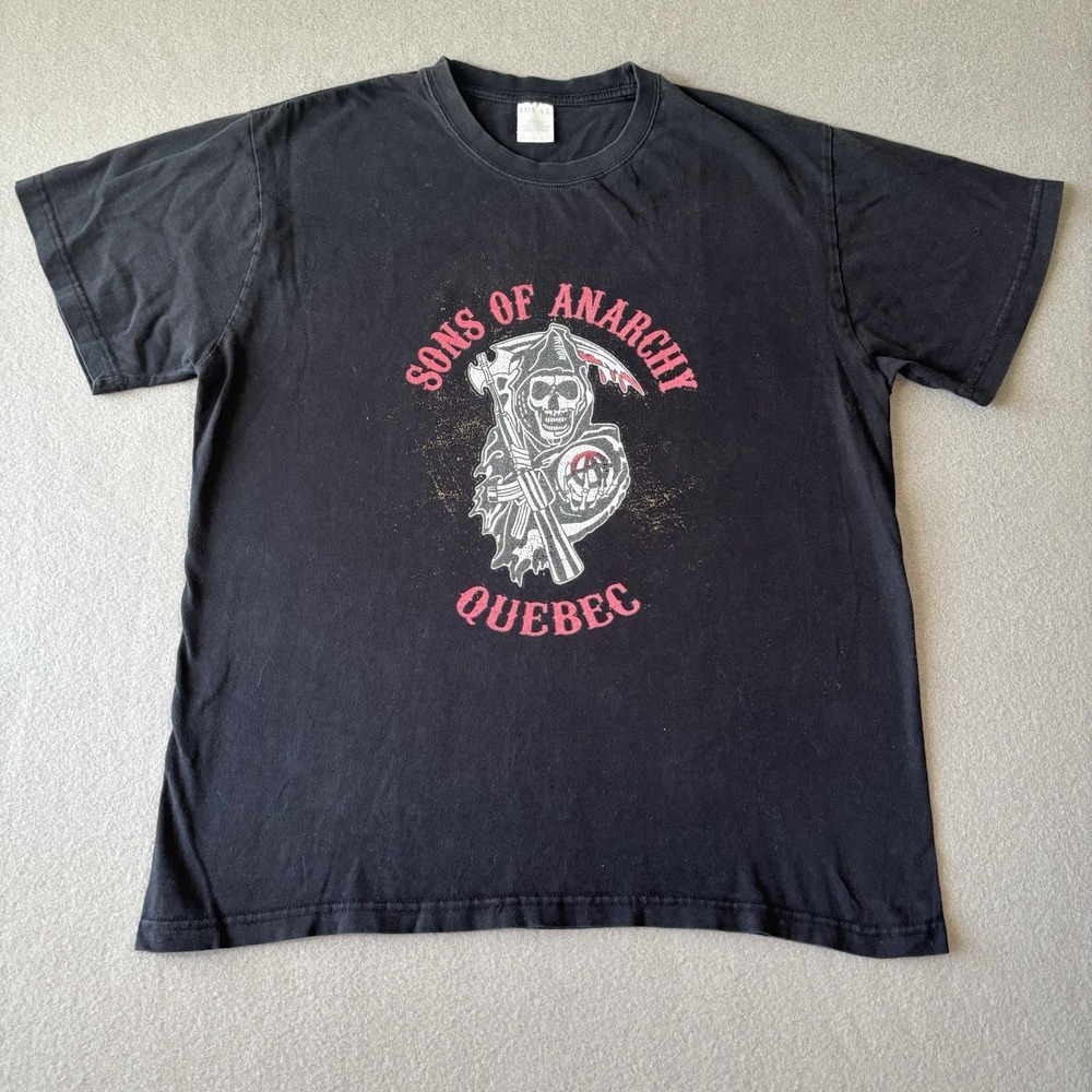 VTG Y2K Grunge Sons of Anarchy Quebec‎ Mens Black L Samcro Grim Reaper Skull SOA